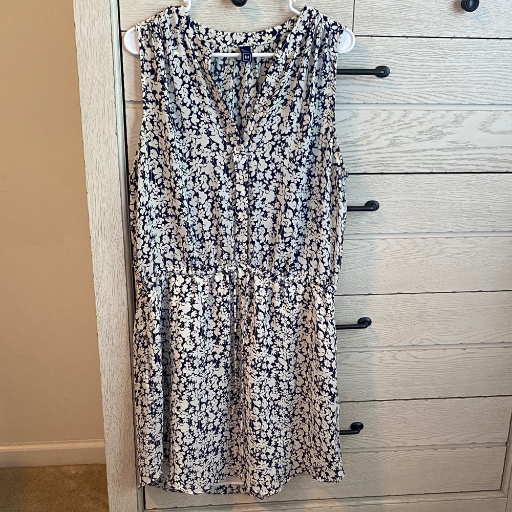 Gap Floral Sleeveless Dress - Blue and White